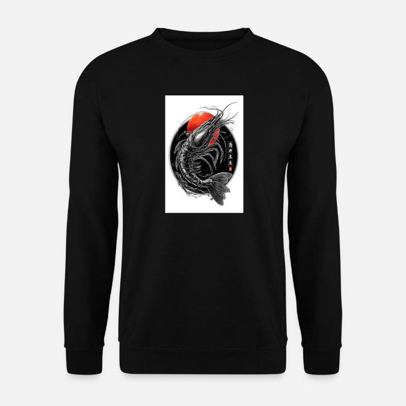 Crimson Ink Shrimp in Circle - Unisex Sweatshirt - black