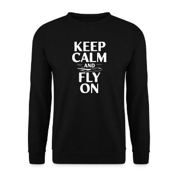 Keep Calm and Fly On - Unisex Sweatshirt - black - Front - Alina (178cm) & Michal (187cm)