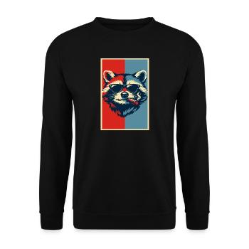 Raccoon Pop Art: Sunglasses Cigar - Unisex Sweatshirt - black - Front - Alina (178cm) & Michal (187cm)