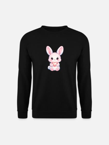 Delicate Rabbit with Heart Light - Unisex Sweatshirt - black