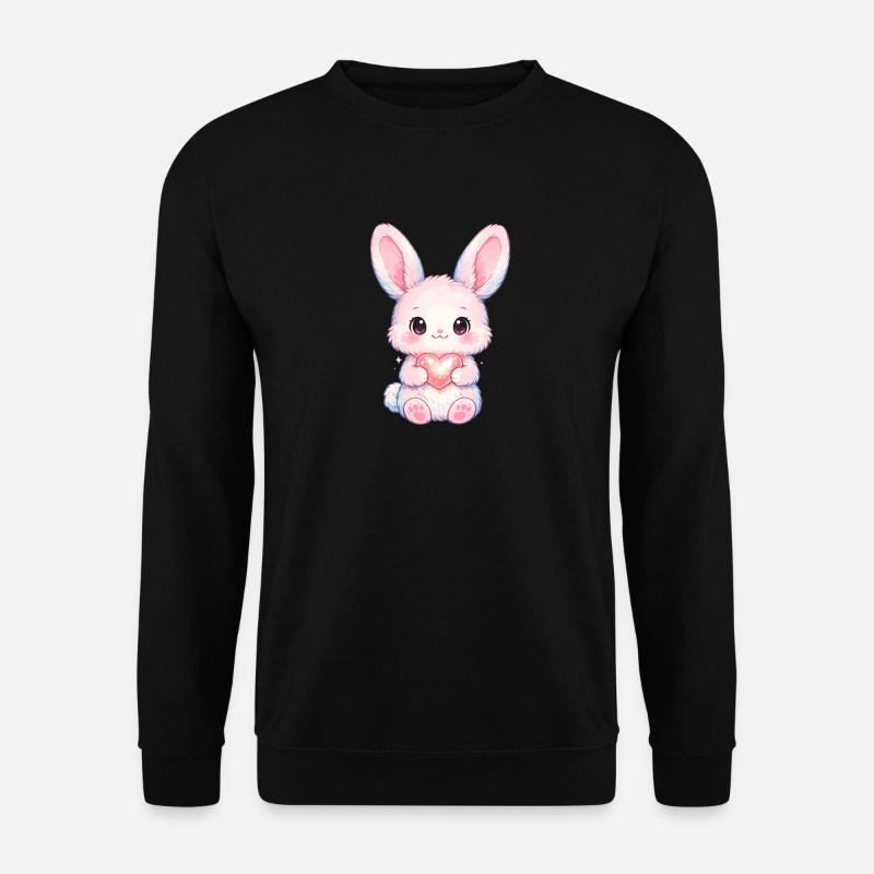 Zarter Hase mit Herzlicht - Unisex Pullover - Schwarz