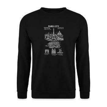Pariser Skyline Stadtbild Tee - Unisex Pullover - Schwarz - Vorne - Alina (178cm) & Michal (187cm)