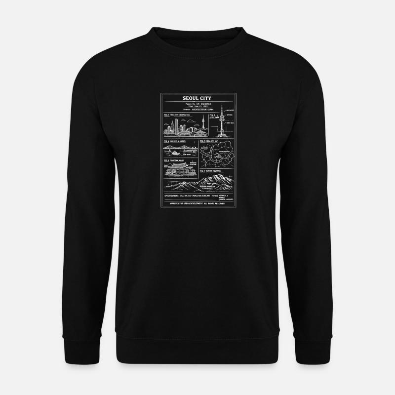 Seoul Skyline Map Art Poster - Unisex Sweatshirt - black