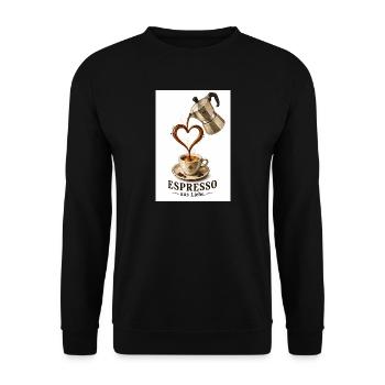 EspressoHerz aus Liebe - Unisex Pullover - Schwarz - Vorne - Alina (178cm) & Michal (187cm)