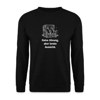 Keine Ahnung Beste Aussicht Strandkorb Möwen - Unisex Pullover - Schwarz - Vorne - Alina (178cm) & Michal (187cm)
