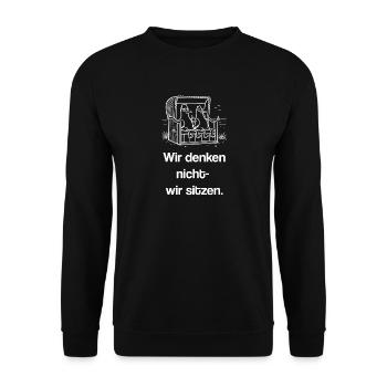 Strandkorb Seele baumeln lassen Sitzen Sehen Meer - Unisex Pullover - Schwarz - Vorne - Alina (178cm) & Michal (187cm)