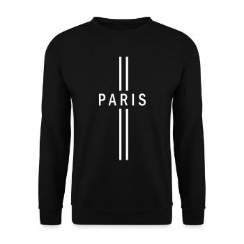 Paris Streifen Minimalistisches Design Shirt Top - Unisex Pullover - Schwarz - Vorne - Alina (178cm) & Michal (187cm)