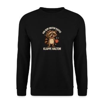 Vor dem 1. Kaffee Klappe halten - Unisex Pullover - Schwarz - Vorne - Alina (178cm) & Michal (187cm)