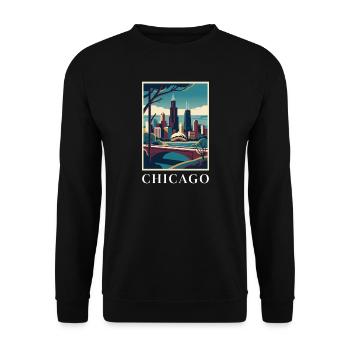Affiche Chicago Illinois Skyline Deco Vista - Sweat-shirt Unisexe - noir - Devant - Alina (178cm) & Michal (187cm)