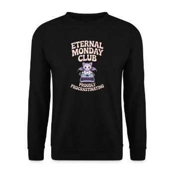 Club du Lundi Éternel Chat Procrastination - Sweat-shirt Unisexe - noir - Devant - Alina (178cm) & Michal (187cm)