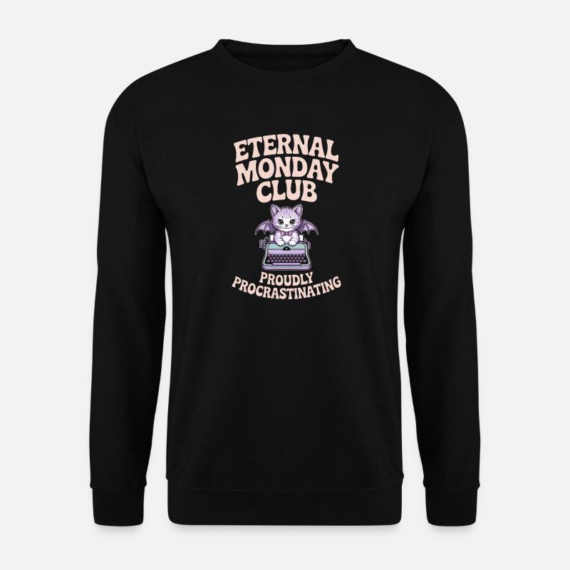 Eternal Monday Club Procrastinating Cat - Unisex Sweatshirt - black