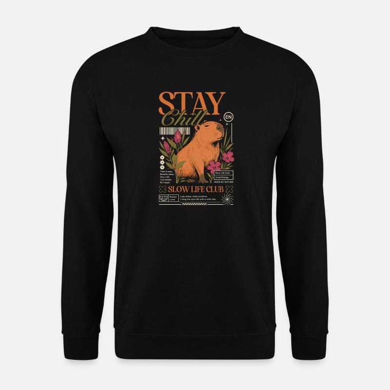 Stay Chill Capybara Motiv - Unisex Pullover - Schwarz