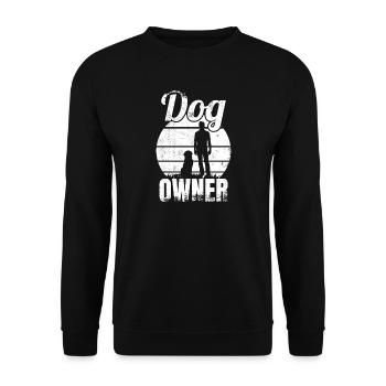 Hundebesitzer Silhouette mit Hund - Unisex Pullover - Schwarz - Vorne - Alina (178cm) & Michal (187cm)