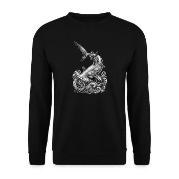 hammerhead shark design - Unisex Sweatshirt - black - Front - Alina (178cm) & Michal (187cm)