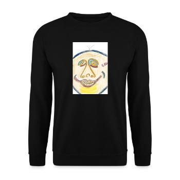 Cheerful color face illustration - Unisex Sweatshirt - black - Front - Alina (178cm) & Michal (187cm)