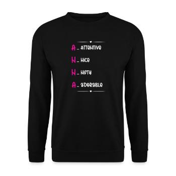 Anna Name Meaning Acrostic - Unisex Sweatshirt - black - Front - Alina (178cm) & Michal (187cm)