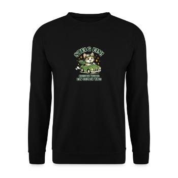 Katzenabenteuer im grünen Cabrio - Unisex Pullover - Schwarz - Vorne - Alina (178cm) & Michal (187cm)