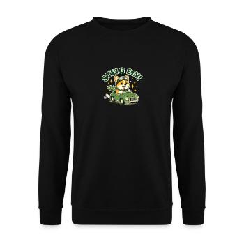 Steig ein! Corgi im Auto - Unisex Pullover - Schwarz - Vorne - Alina (178cm) & Michal (187cm)