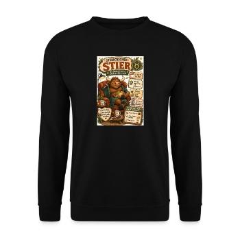 Sternzeichen Stier – Genussvoll und standfest - Unisex Pullover - Schwarz - Vorne - Alina (178cm) & Michal (187cm)