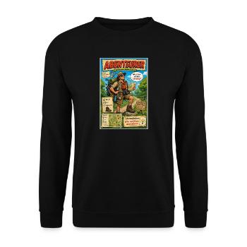 Abenteurer – immer ausgetretene Pfade verlassen - Unisex Pullover - Schwarz - Vorne - Alina (178cm) & Michal (187cm)