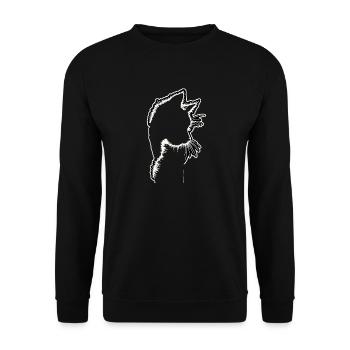 Katzensilhouette | Minimalistisches Design - Unisex Pullover - Schwarz - Vorne - Alina (178cm) & Michal (187cm)