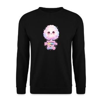 Ich bin wie Zuckerwatte  , süß und Fluffig  - Unisex Pullover - Schwarz - Vorne - Alina (178cm) & Michal (187cm)