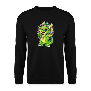 Dragon hippie avec bandana arc-en-ciel - Sweat-shirt Unisexe - noir - Devant - Alina (178cm) & Michal (187cm)