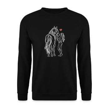 Cavalière de poney montée à cheval - Sweat-shirt Unisexe - noir - Devant - Alina (178cm) & Michal (187cm)