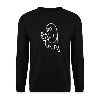 Lesender Geist Cartoonstil - Unisex Pullover - Schwarz - Vorne - Alina (178cm) & Michal (187cm)
