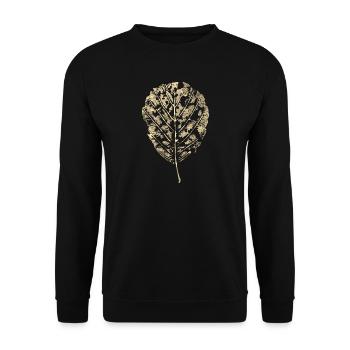 Blatt Erle / Wald - Baum & Natur Druck - Unisex Pullover - Schwarz - Vorne - Alina (178cm) & Michal (187cm)