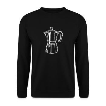 retro Espressokocher - Unisex Pullover - Schwarz - Vorne - Alina (178cm) & Michal (187cm)
