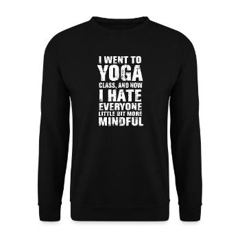 Yoga Frust Mindfulness Lustiges Yoga Geschenk - Unisex Pullover - Schwarz - Vorne - Alina (178cm) & Michal (187cm)