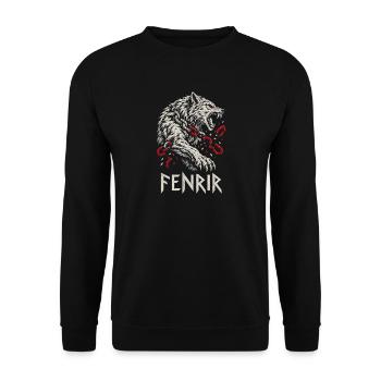 Fenrir – der Wolf zerbricht die Fessel - Unisex Pullover - Schwarz - Vorne - Alina (178cm) & Michal (187cm)