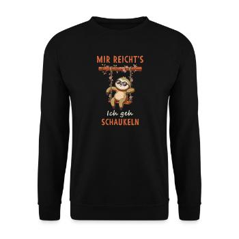 Mir reichts Ich geh schaukeln Faultier Lustig - Unisex Pullover - Schwarz - Vorne - Alina (178cm) & Michal (187cm)