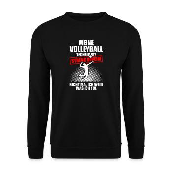 Meine Volleyball Technik Volleyballspieler - Unisex Pullover - Schwarz - Vorne - Alina (178cm) & Michal (187cm)