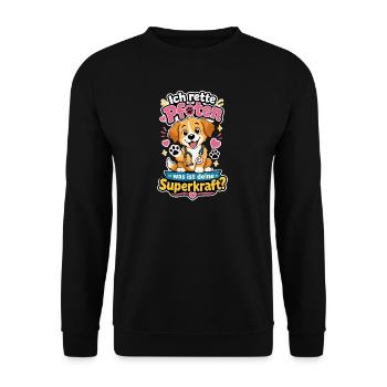 Pfotenheld Deine Superkraft - Unisex Pullover - Schwarz - Vorne - Alina (178cm) & Michal (187cm)