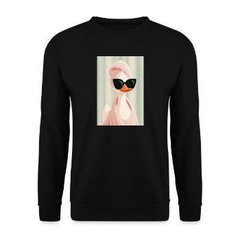 Pink Duck Glam mit Sonnenbrille - Unisex Pullover - Schwarz - Vorne - Alina (178cm) & Michal (187cm)