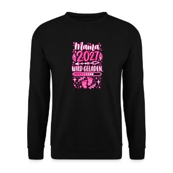 Mama 2027 wird geladen - Unisex Pullover - Schwarz - Vorne - Alina (178cm) & Michal (187cm)