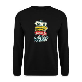 Kö Plärrer Kuhsee Woisch - Unisex Pullover - Schwarz - Vorne - Alina (178cm) & Michal (187cm)