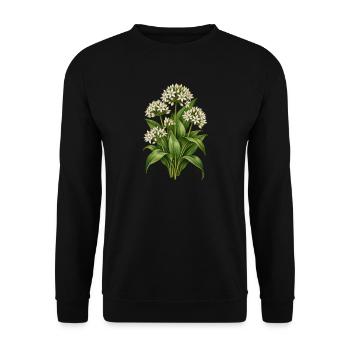 Bärlauch mit weißen Blüten Wildkräuter - Unisex Pullover - Schwarz - Vorne - Alina (178cm) & Michal (187cm)