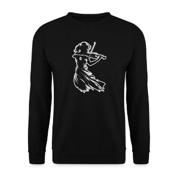 Violinspielerin Zeichnung - Unisex Pullover - Schwarz - Vorne - Alina (178cm) & Michal (187cm)