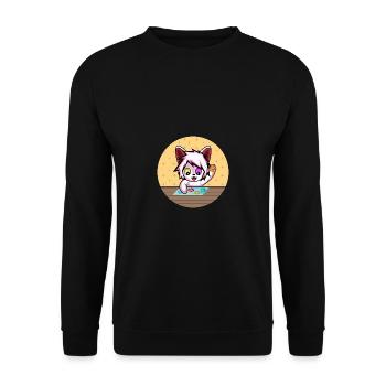 Furry drawing cat lover gift - Unisex Sweatshirt - black - Front - Alina (178cm) & Michal (187cm)