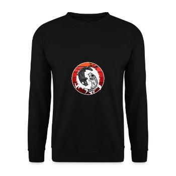 Japanischer Koi-Fisch Maler Gift - Unisex Pullover - Schwarz - Vorne - Alina (178cm) & Michal (187cm)