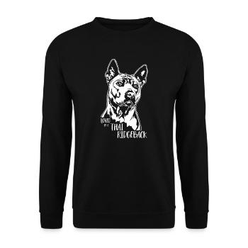 Loved by a Thai Ridgeback Hunde Hund Wilsigns - Unisex Pullover - Schwarz - Vorne - Alina (178cm) & Michal (187cm)