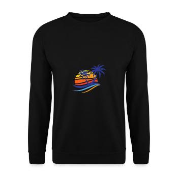 Palme Strand Sonne - Unisex Pullover - Schwarz - Vorne - Alina (178cm) & Michal (187cm)