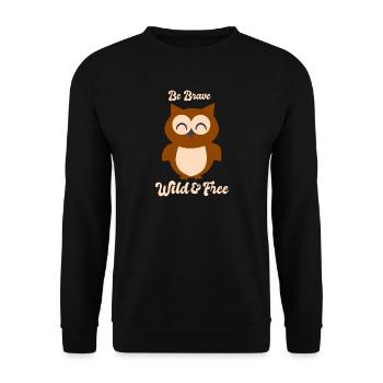 Eule braun Kauz - Unisex Pullover - Schwarz - Vorne - Alina (178cm) & Michal (187cm)