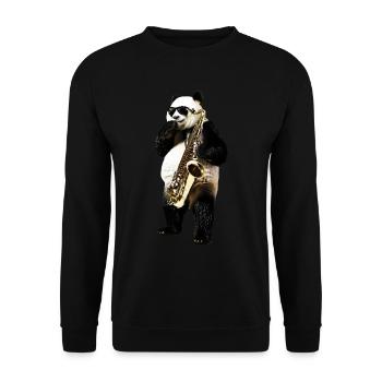 Panda Saxophone - Sweat-shirt Unisexe - noir - Devant - Alina (178cm) & Michal (187cm)