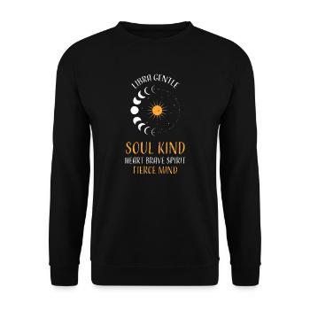 Libra Gentle Soul Kind Heart Bra... - Unisex Pullover - Schwarz - Vorne - Alina (178cm) & Michal (187cm)