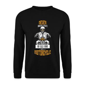 MOTORCYCLE PENSIONER OLD MAN SENIOR PENSION - Unisex Sweatshirt - black - Front - Alina (178cm) & Michal (187cm)