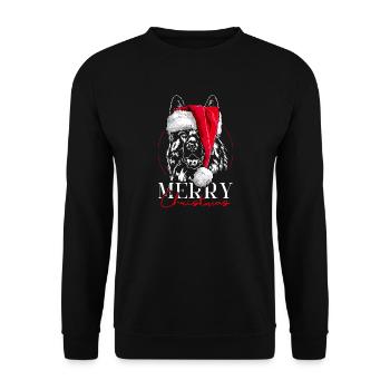 DEUTSCHER SCHÄFERHUND Merry Christmas Wilsigns - Unisex Pullover - Schwarz - Vorne - Alina (178cm) & Michal (187cm)